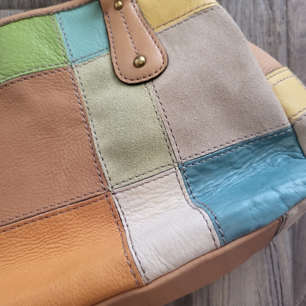 Fossil Camel Suede & Leather/ Multi Color Patchwo… - image 7